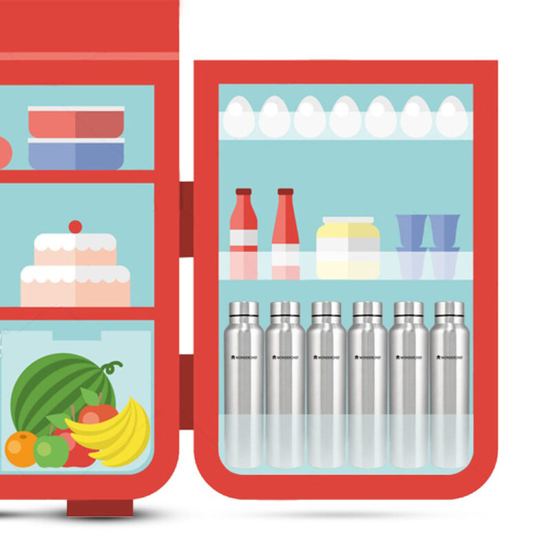 Stainless Steel Fridge-bot 1000 ml Each | Pack of 2 | Gift Box Packing | Single wall | Non-insulated | 304 Stainless Steel | Non Toxic | BPA free | Rust Free | Spill and Leak proof | Light weight | For Home & Office | Wide Mouth | 2 Years Warranty - Image 5