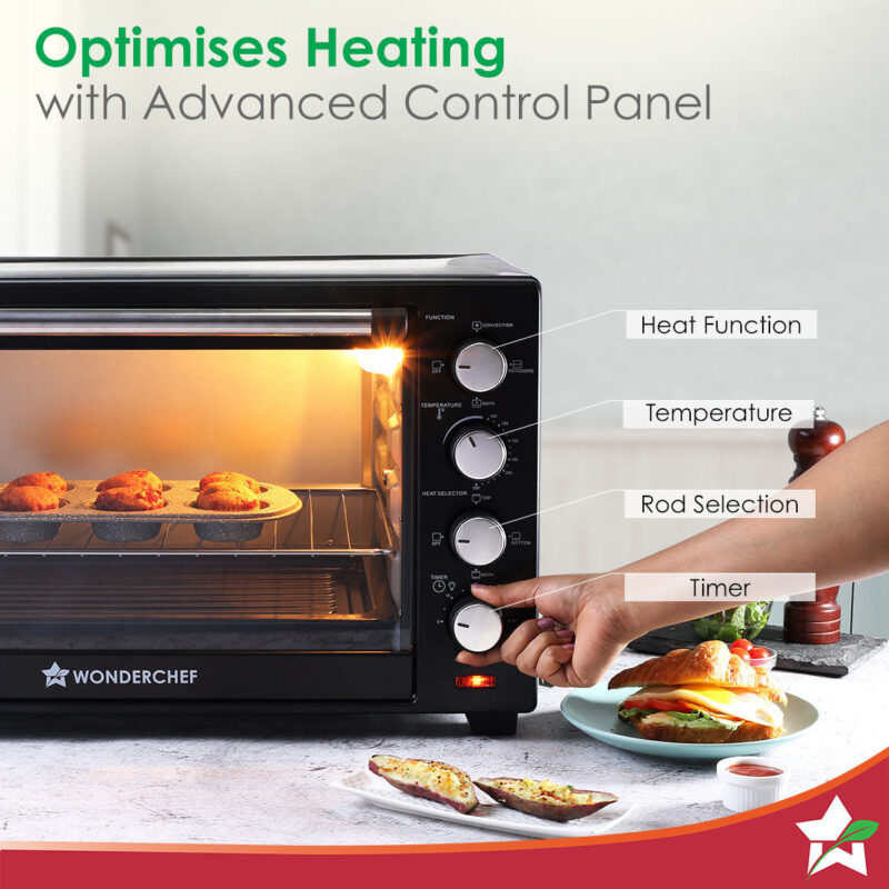 Oven Toaster Griller (OTG) - 60 L | With Rotisserie | Auto-Shut Off | Heat-Resistant Tempered Glass | 6-Stage Heat Selection Bake, Grill, Roast | Easy to Clean | Black | 2 Year Warranty - Image 2