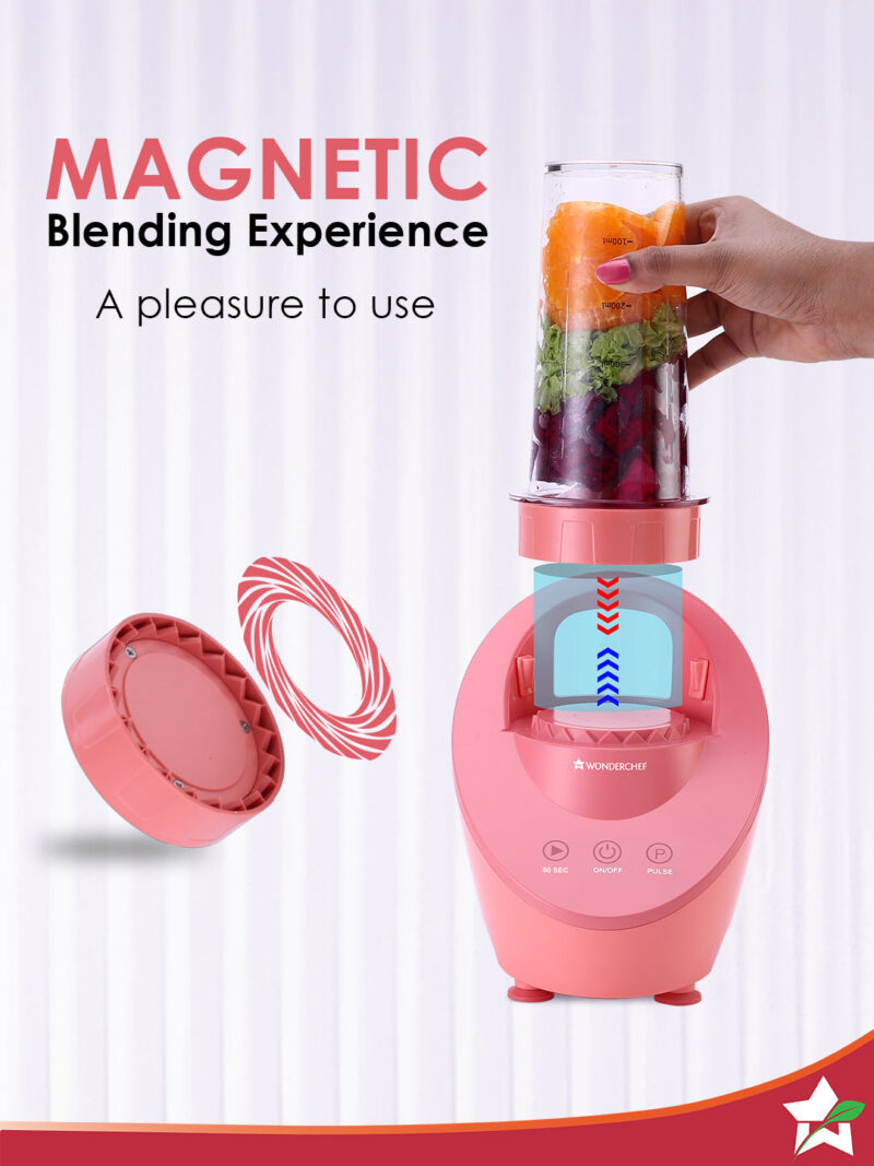 Wonderchef Renewed Magneto Blender | Smoothie & Juice Maker | World’s Safest with Magnetic Induction Tech | Variable Speed | Automatic with 60-sec auto-stop | Portable with Sipper Jar | 1-Year Warranty - Image 3