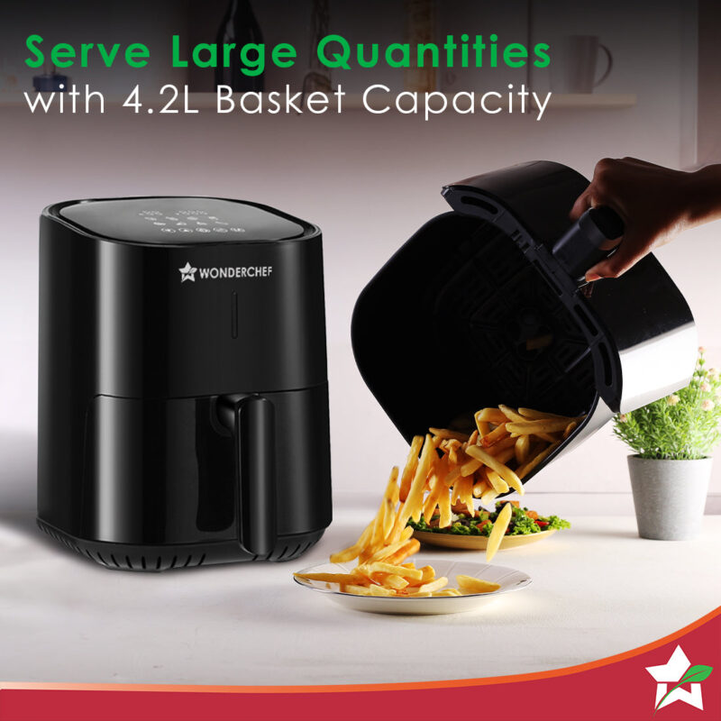 Prato Plus Digital Air Fryer and Zippy Cordless Chopper | No Oil Fry, Bake, Roast, Grill | Wireless Chopper with Stainless Steel Blades, USB Charging | Chopping in 10 Sec | 2-year Warranty - Image 3