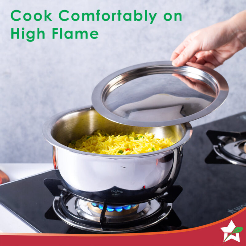 Nigella Tri-ply Stainless Steel 16 cm Cooking Pot | 2.6mm Thickness | Silver - Image 2