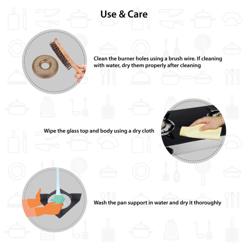 Ruby 4 Burner Glass Cooktop, Black Toughened Glass with 1 Year Warranty, Ergonomic Knobs, Heat-Efficient Brass Burners, Stainless-steel Spill Tray, Manual Ignition - Image 26