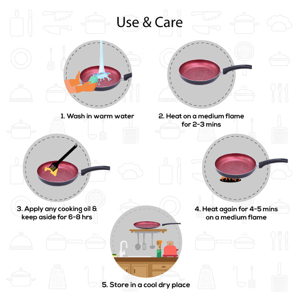 Sigma Non-stick Cookware Set, 4Pc (Kadhai with Lid, Dosa Tawa, Fry Pan), Induction Bottom, Cool Touch Bakelite Handles, Virgin Aluminium, PFOA Free, 2 Years Warranty, Red and Black - Image 11