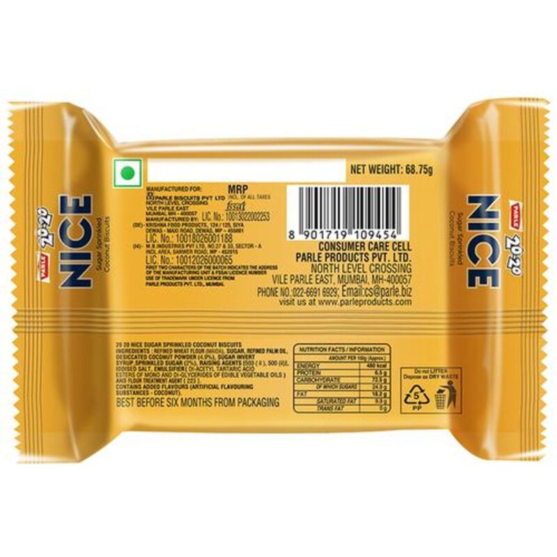 Parle 20-20 Nice Biscuits, 68.75 g - Image 2