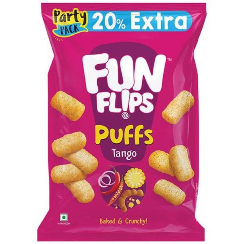 25x Fun Flips Baked & Crunchy Puffs - Tango, 70 g each (Pack of 25)