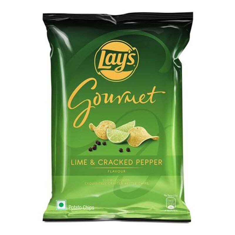 25x Lays Gourmet Kettle Chips Potato Chips - Lime & Cracked Pepper, Crunchy, Pack of 25 (55 g each)