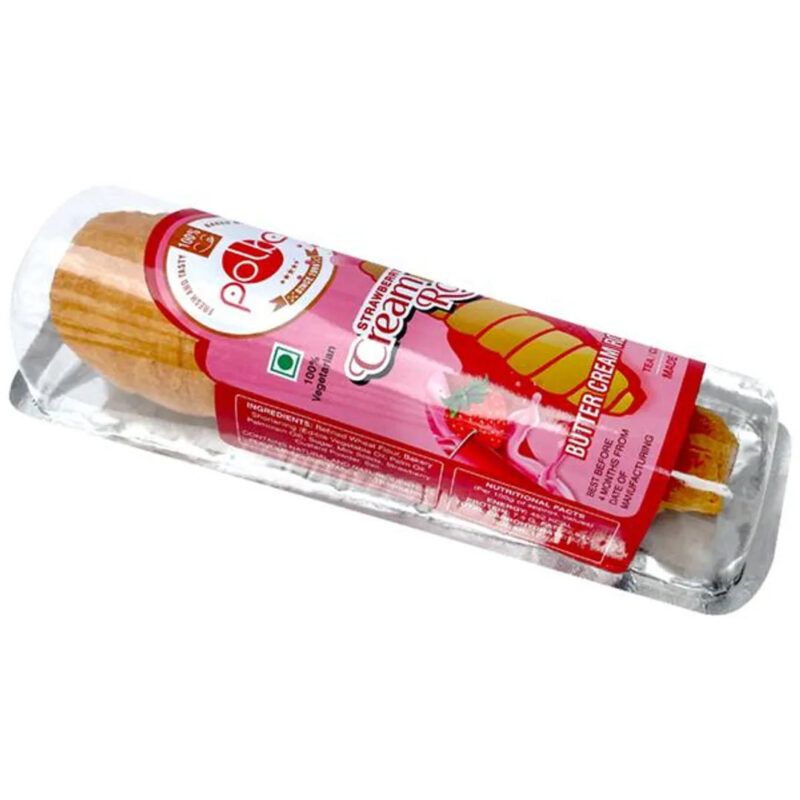 25x Polba Strawberry Cream Roll Crispy Cream Roll, Pack of 25 (45G each)