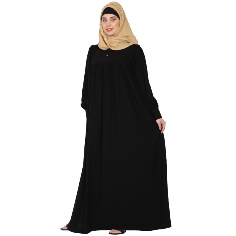 BT - Being Traditional Women’s Pleated Abaya Made in Nida Matte Fabric with Cuff Sleeves (3XL, Black) - Image 2