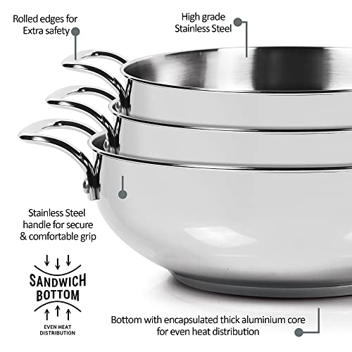 Milton Pro Cook Stainless Steel Sandwich Bottom Induction Kadhai with Glass Lid, 26 cm / 3.51 litres, Steel Plain | Dishwasher Safe | Flame Safe | Gas Stove Safe | Hot Plate Safe | SS Handle - Image 4