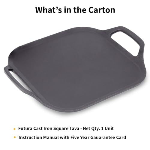 Hawkins Futura 26 cm Cast Iron Square Tava, Cast Iron Tawa for Pathri, Cast Iron Cookware for Kitchen (CIST26) - Image 2