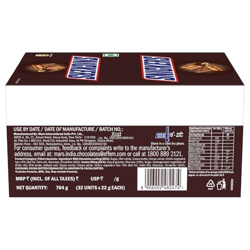 Snickers Peanut Filled Chocolate Bar | Loaded with Delicious & Nutritious Roasted Peanuts, Nougat & Caramel | Nutty Chocolate Treat for Sharing | 22G | Pack of 32, 704 Gm - Image 2