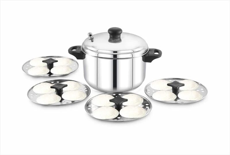 Praylady 3ply base 16 idly cooker with 4 plates - durable, even heating, Stay cool handles, perfect for fluffy idlis/Sandhwich bottom/induction base - Image 3
