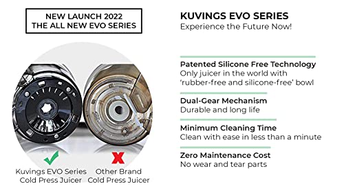Kuvings EVO810 Black Professional Cold Press Whole Slow Juicer World's Only Juicer with Patented Rubber & Silicon-Free Technology All-in-1 Fruit & Vegetable Juicer EVO810 Black - Image 8