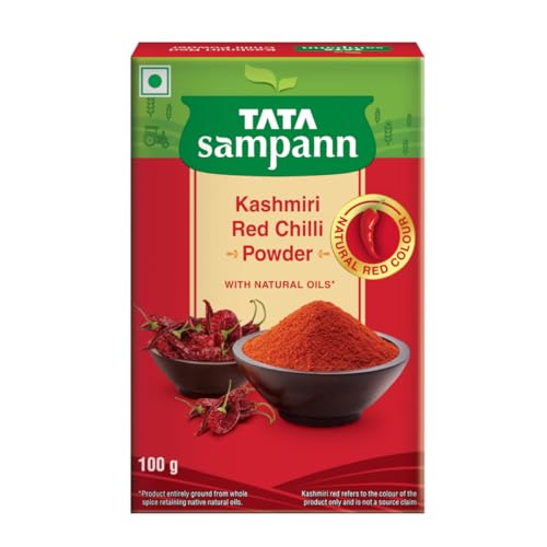 Tata Sampann Kashmiri Red Chilli Powder with Natural Oils, 100g, Kashmiri Lal Mirch Powder, With Exclusive Recipe