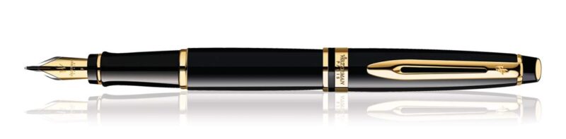 Waterman Expert Gold Trim Fountain Pen, Fine Nib (Black) - Image 5
