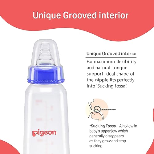 Pigeon Peristaltic Baby Nursing/Feeding Bottle KPP Nipple LL,for 12+ Month Babies,BPA Free,BPS Free,Square Base,Blue,240 ml - Image 6