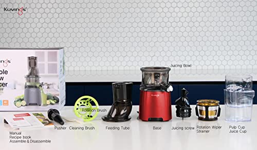 Kuvings EVO810 Red Professional Cold Press Whole Slow Juicer, World's Only Juicer with Patented Rubber & Silicon-Free Technology, 12 Years Warranty, All-in-1 Fruit & Vegetable Juicer, Home Service Across India (EVO810 Red) - Image 7