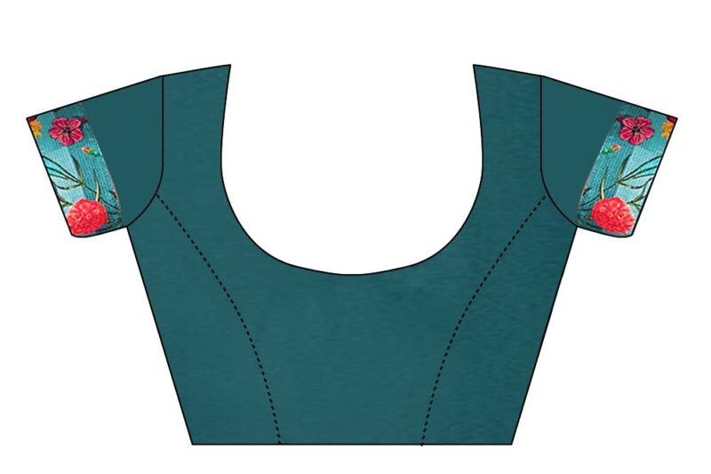 ROOP SUNDARI SAREES Women's Georgette Printed Half & Half Saree For Girls With Jacquard Lace Border & Blouse Piece(A50 M PICH_Multicolored_Free Size 6.30 Mtr) - Image 2