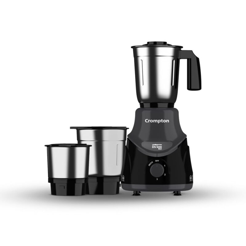 Crompton DS 500 BLK 500-Watt Mixer Grinder with Powertron Motor & Motor Vent-X Technology (3 Stainless Steel Jars, Black & Grey) - Image 8