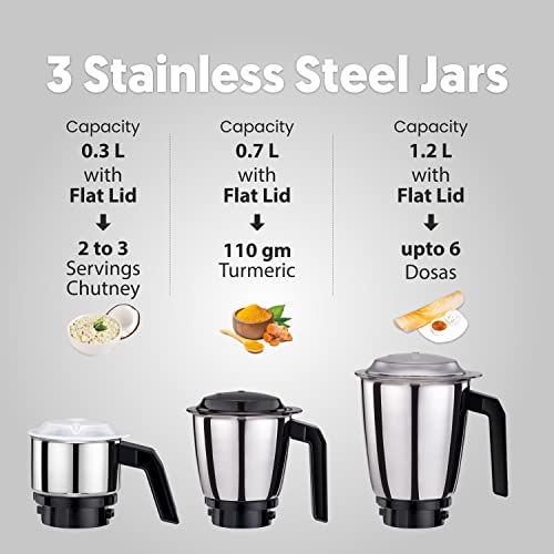 Preethi Peppy MG-245 mixer grinder, 750 watt, Black & Red, 3 jars, Vega W5 Motor with 5yr Warranty & Lifelong Free Service - Image 6