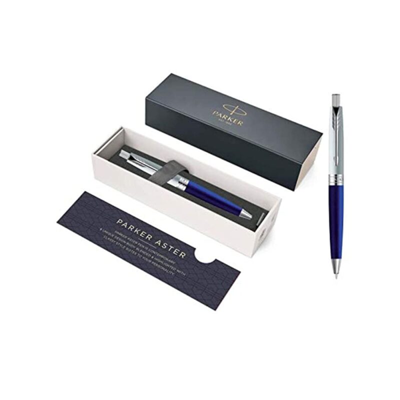 Parker Aster Silver Blue Ballpoint With Chrome Trims