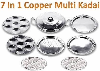 Bigbought All-in-One Stainless Steel Idli Cooker Kadai Steamer with Copper Bottom, Big Size with 7 Plates 2Idli 2 Dhokla 1 Patra 2 Mini idli plate Induction & Standard Idli Maker (7 Plates,14 Idlis) - Image 4