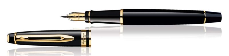 Waterman Expert Gold Trim Fountain Pen, Fine Nib (Black) - Image 6