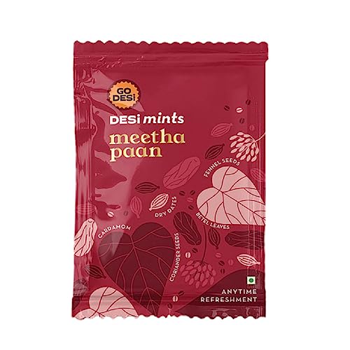 Go Desi Meetha Paan Mouth fresheners, Desi Mints, Refreshing Mouthfreshener, Mukhwas, Box of 60 Sachets - Image 4