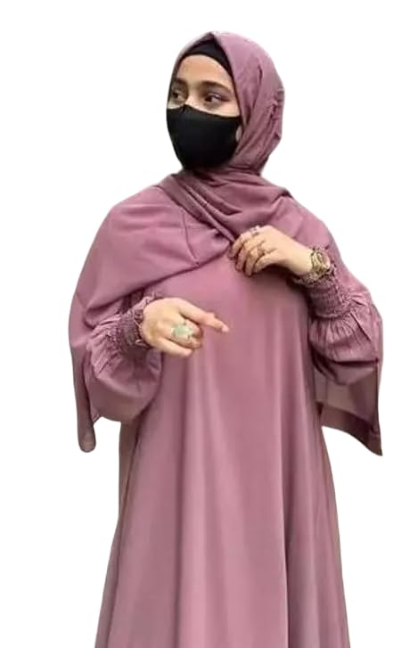 Plain simple Burqa with chun sleeves For Women & Girls made by Firdous Fabric perfect fit in Budget. (Pink) - Image 2