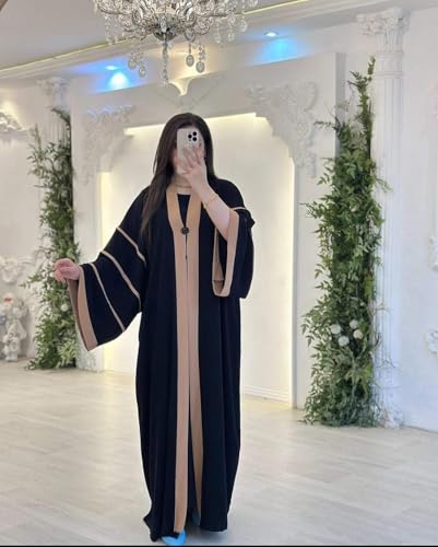 Women's Black Burqa with Contrast Trim, Full Length free size suitable up to 65kg body weight - Image 4