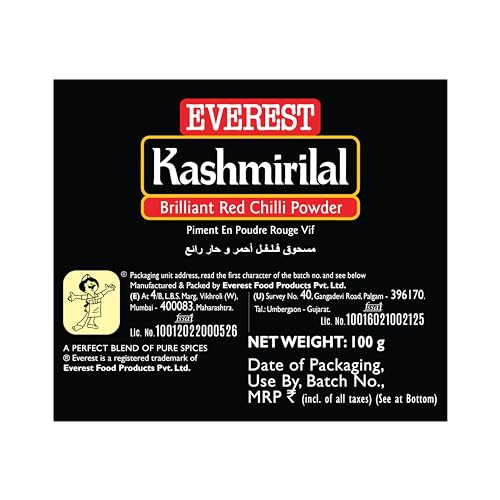 10x Everest Powder, Kashmirilal Brilliant Red Chilli Powder,100g each - Pack of 10 - Image 5