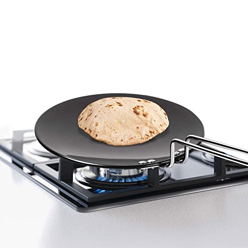 MILTON Pro Cook Hard Anodized Tawa, 28 cm, Dark Grey | Flame Safe | Gas Stove Safe | Stainless Steel Wired Handle | Durable | Scratch Resistant