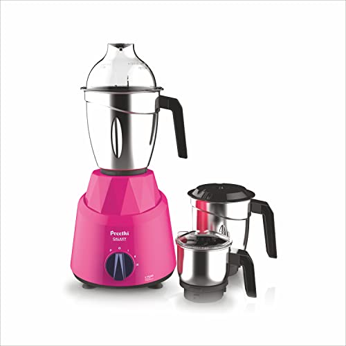 Preethi Plastic Galaxy Mg225 Mixer Grinder, 750 Watt, Pink, 3 Jars, Vega W5 Motor with 5Yr Warranty & Lifelong Free Service, 750 Watt