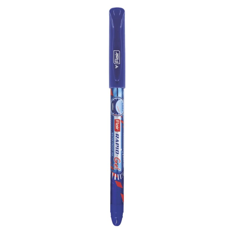 FLAIR Super Smooth Rapid Gel Pen | Tip Size 0.5 mm | Elegant Metal Clip with Soft Rubber Grip | Waterproof Ink for Smudge Free Writing | Ideal for School, Collage & Office | Blue Ink, Jar Pack of 25 - Image 5