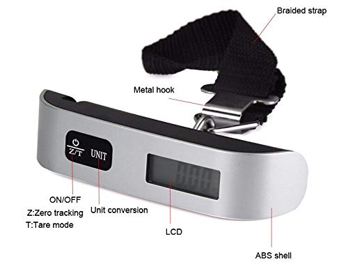 ADDCART Plastic 50 Kg Digital Luggage Scale with LCD Display Backlight Temperature Sensor and Tare Function Weighing Scale(Silver Color) - Image 5
