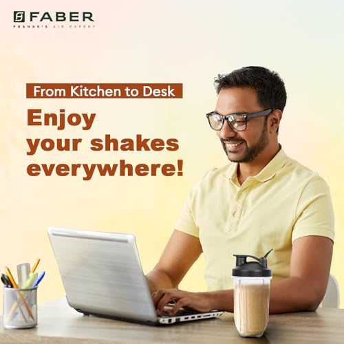 Faber Sportz Blender FSB 2-in-1 Nutrifit Nero|Mixer Grinder Blender|400W|100% Copper Motor|Detachable SS Blade|2 PC Jar 500ML & 300ML|Wet & Dry Grinding|Nutri Blender Smoothie|2 Year Warranty by Faber - Image 5