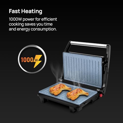 Wipro Elato BS202 1000 Watt Ceramic Grill Sandwich Maker, Scratch Resistant, 180° Open Sandwich Griller, Auto Cutoff, Non Toxic BPA, PTFE & PFOA Free, 2 Year Warranty, Regular Bread Size for 2 Slices - Image 8