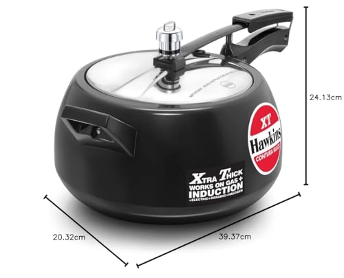 Hawkins 5 Litre Contura Black XT Pressure Cooker, Hard Anodised Inner Lid Cooker, Induction Cooker, Handi Cooker, Black - Image 2