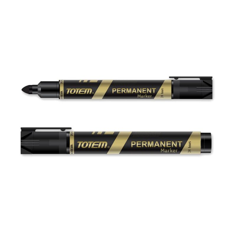 TOTEM Permanent Marker | 10 Black Ink Markers | Bullet Tip for Bold Writing | Suitable for Multiple Surfaces | Stationery Items | Students and Office Uses - Image 6