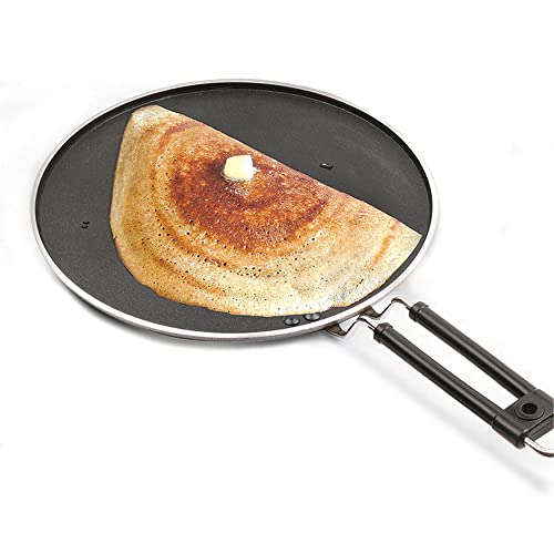 Milton Pro Cook Black Pearl Induction Non-Stick Flat Tawa, 32 cm, Grey