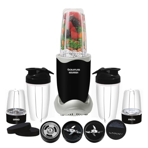Taurus Nourish Mixer Grinder|5 Jar&2 Storage Jar For Smothies,Coffee,Dry fruits & Wet Grinding|600 W,Copper Motor|3 Blades Including Froth Blade with 2 Sipper & 1 Seasoning Cap|2 Yr Warranty