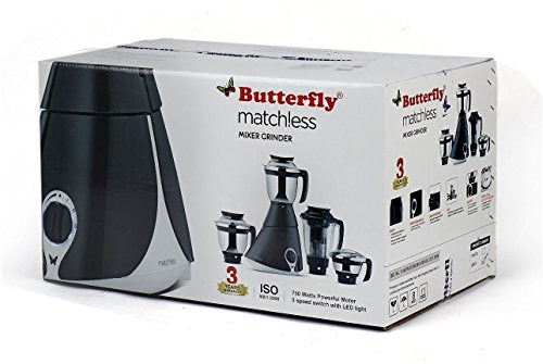 Butterfly Matchless Mixer Grinder, 750W, 4 Jars (Grey/ White) - Image 2