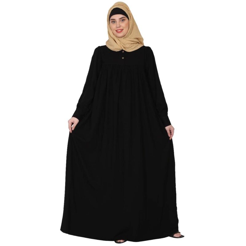 BT - Being Traditional Women’s Pleated Abaya Made in Nida Matte Fabric with Cuff Sleeves (3XL, Black) - Image 7