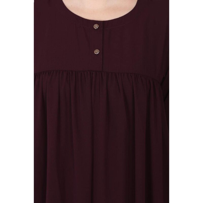 BT - Being Traditional Women’s Pleated Abaya Made in Nida Matte Fabric with Cuff Sleeves (2XL, Burgundy) - Image 5