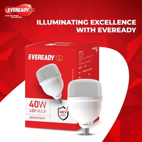 Eveready 40W LED Hammer Bulb | High CRI & High Efficiency | Energy Efficient | Mercury-Free | 4KV Surge Protection | 100 Lumens Per Watt | Cool Day Light (6500K) (Pack of 2) - Image 6