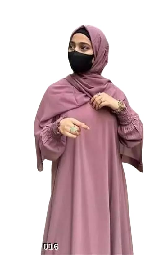 Plain simple Burqa with chun sleeves For Women & Girls made by Firdous Fabric perfect fit in Budget. (Pink)