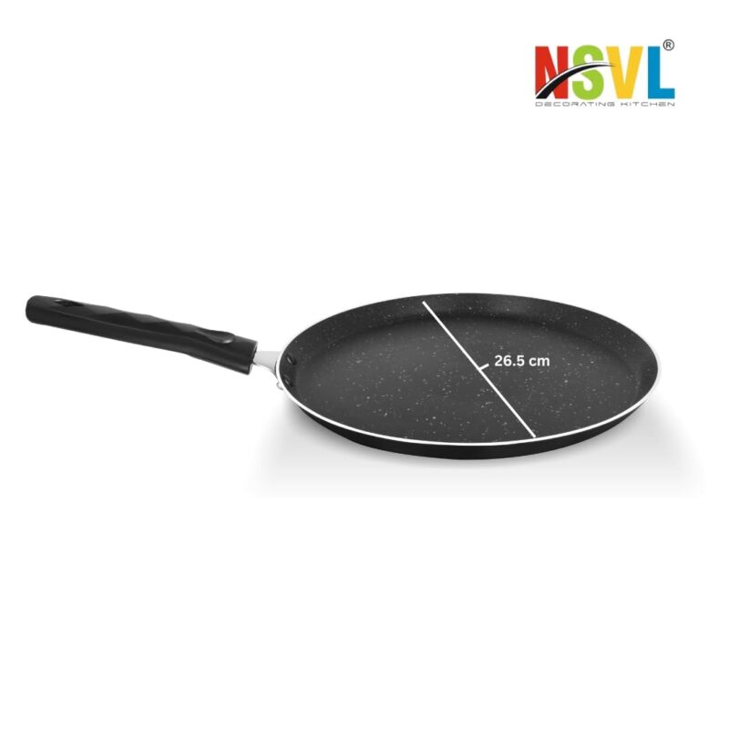 Nsvl Aluminium Non-Stick Dosa Tawa with Handle| Granite Finish | Pfoa Free | High Temperature Resistant Exterior Coating | 25 Cm | Black (DOSA TAWA Premium) - Image 4