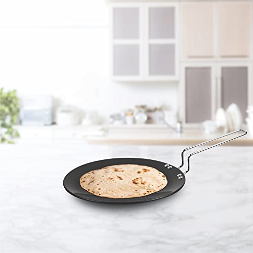 MILTON Pro Cook Hard Anodized Tawa, 28 cm, Dark Grey | Flame Safe | Gas Stove Safe | Stainless Steel Wired Handle | Durable | Scratch Resistant - Image 5