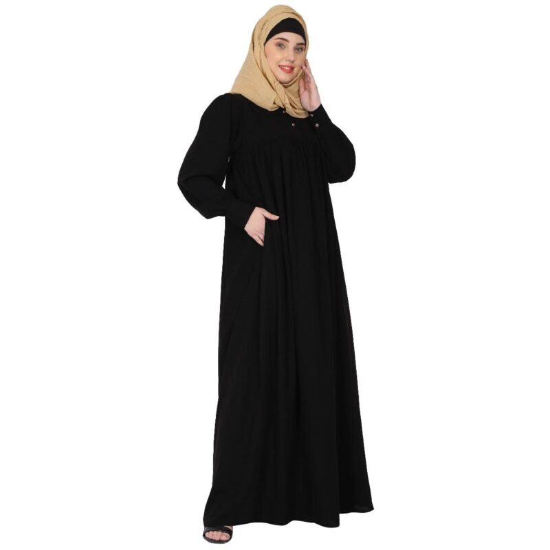 BT - Being Traditional Women’s Pleated Abaya Made in Nida Matte Fabric with Cuff Sleeves (3XL, Black) - Image 8
