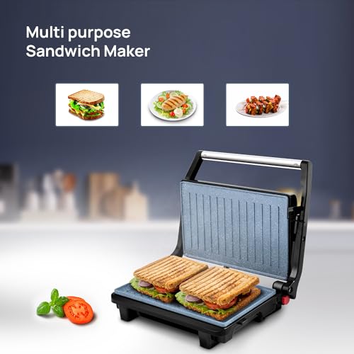 Wipro Elato BS202 1000 Watt Ceramic Grill Sandwich Maker, Scratch Resistant, 180° Open Sandwich Griller, Auto Cutoff, Non Toxic BPA, PTFE & PFOA Free, 2 Year Warranty, Regular Bread Size for 2 Slices - Image 7